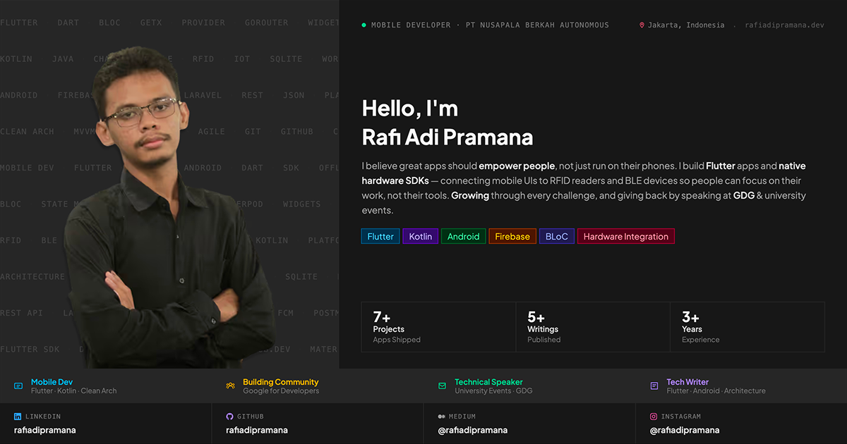 Proof R Rafi Rafi Adi Pramana — Flutter Developer Portfolio